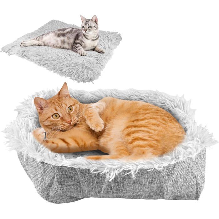 Meilleurs prix pour Coussin pour Chat 2 en 1 Panier Petit Chien Épaissir 61x51cm Coussin Chat Doux Et Confortable Chaud Panier pour Chats Doux Lit