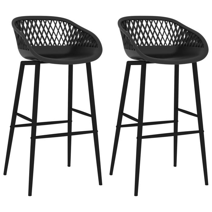 Printemps/été 2025 Chaises de bar lot de 2 - SOLOMON - noir - 48x47.5x95.5 cm LV727