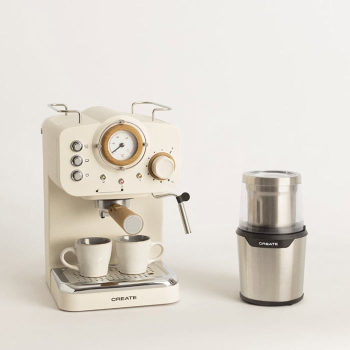 Pack cafetière expresso THERA RETRO + moulin MILL PRO - Create - 20 bars - Multicolore