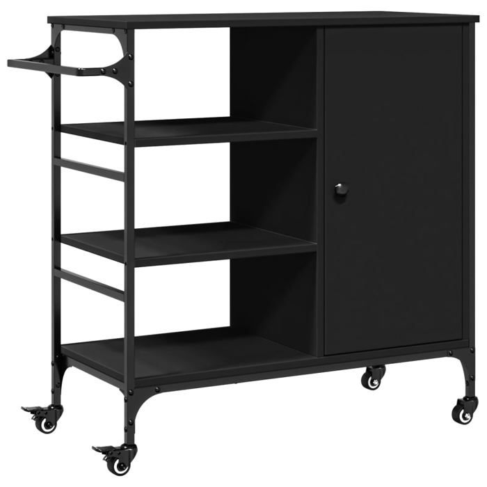 @FRENCH Desserte de cuisine à roulettes - TOP VENTES - Chariot de cuisine noir 87 5x38 5x84 5cm - bois dingénierie 1396731