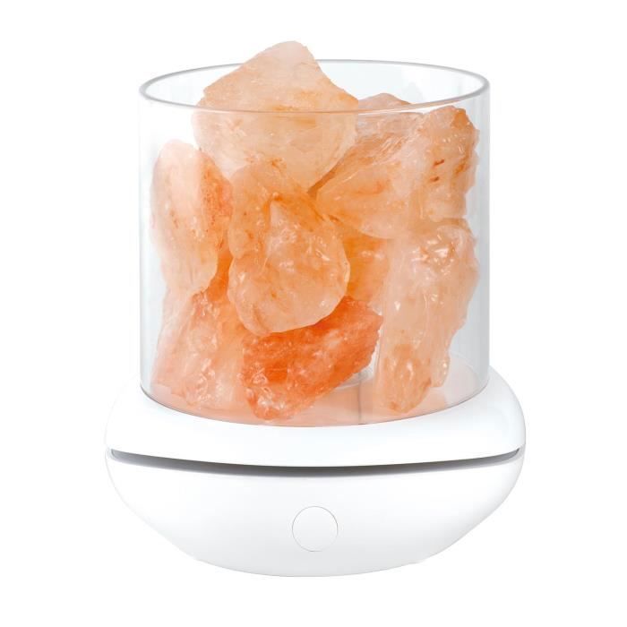 Lampe en pierre de sel - - Blanc / Orange - Rechargeable USB - Design contemporain - 1 ampoule YYV