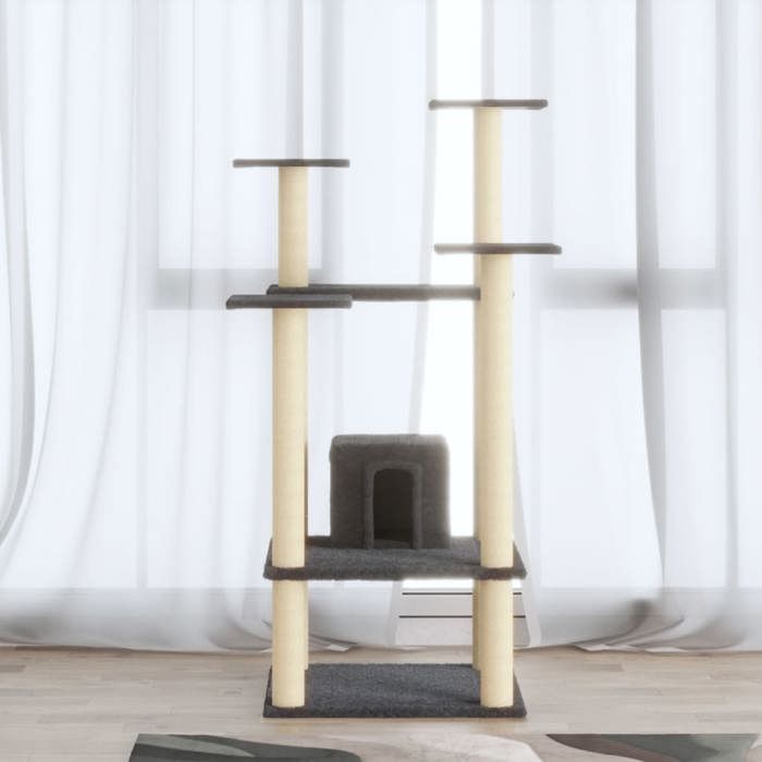 Arbre à chat - vidaXL - Gris foncé - 110 cm - Griffoirs en sisal - Maison douillette Arbre à chat - vidaXL - Gris foncé - 110 cm - Griffoirs en sisal - Maison douillette