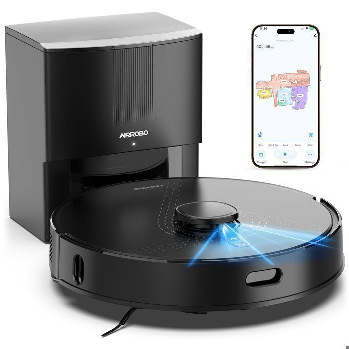 Aspirateur Robot Laveur AIRROBO Q20 + 8000Pa / 150minCapacit 75 Jours LiDAR intelligentesGrand sac à poussière de 35 L - Airrobo