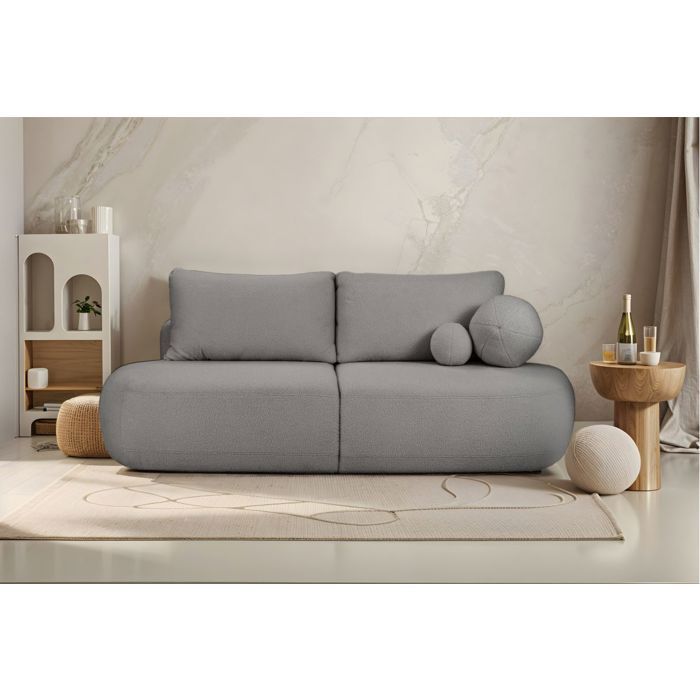 Canapé convertible droit 4 places FABIO en tissu bouclette - Gris foncé Canapé convertible droit 4 places FABIO en tissu bouclette - Gris foncé