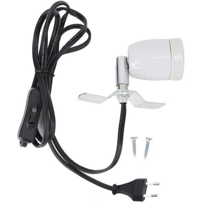 Support De Lampe Chauffante Céramique E27 Douille De Lampe Chauffante 100W Maximum Gradable (Sans Ampoule)