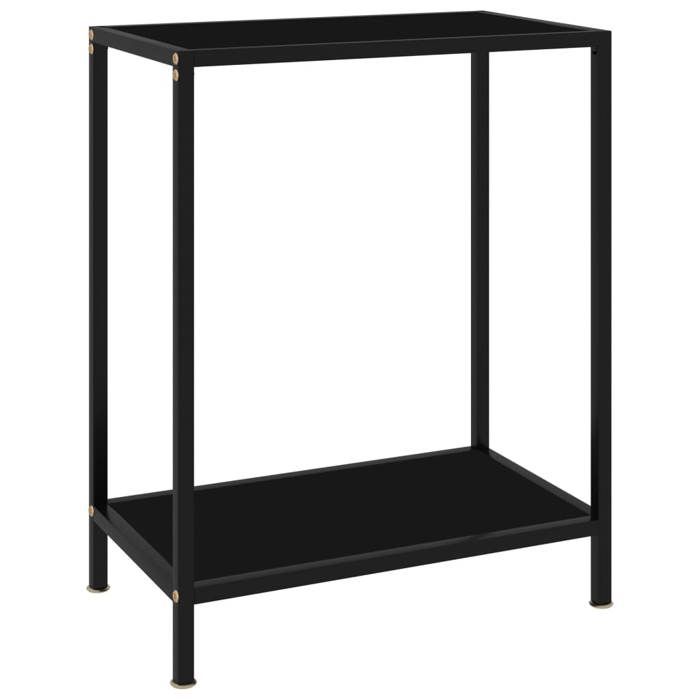 SALE 2026 Table à café Noire - Table console Noire 60x35x75cm Verre trempé PRO749482209