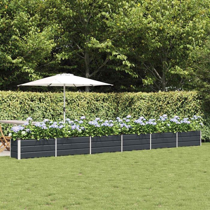 Jardinière VidaXL en acier galvanisé anthracite 580 x 50 x 45 cm – bac à fleurs extérieur anti-corrosion