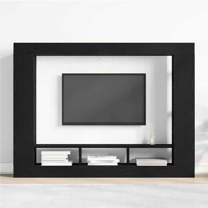 SALE Janvier MODERNE Cabinet TV - MGH - MEUBLE TV/HIFI - Avec rangement - Chêne noir 152x22x113 cm - Bois dingénierie TT1978
