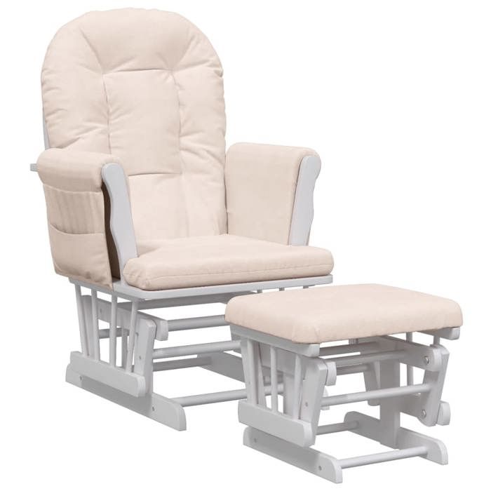 NEUF 2026 CHIC Fauteuil berçante SWEETY avec repose-pied Desgin Moelleux Rose clair Tissu 70x72x107 cm FF194