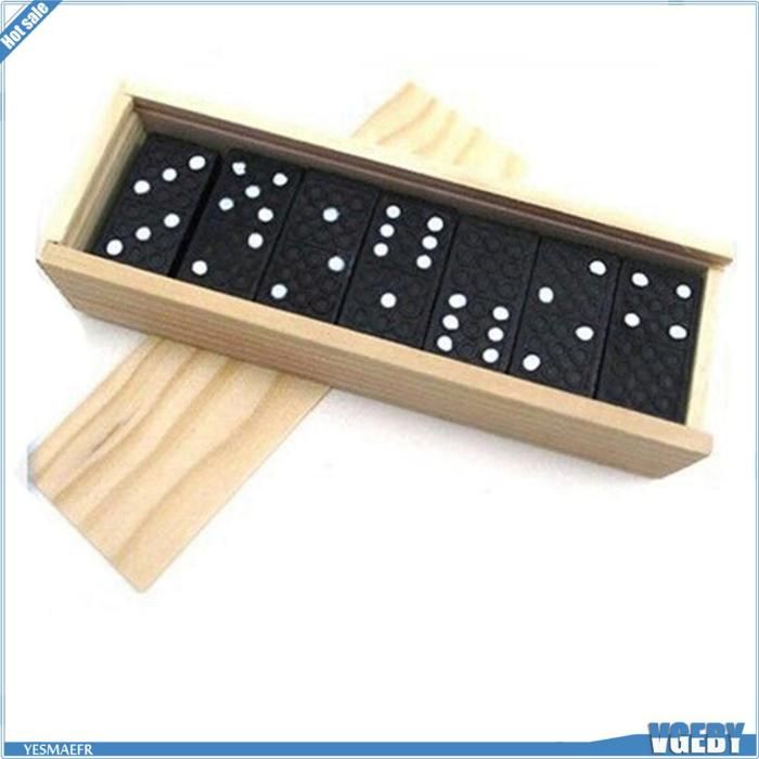 Ensemble de dominos pour adultes, lot de 28 dominos 28 pièces avec boîte en bois naturel Ensemble de dominos pour adultes, lot de 28 dominos 28 pièces avec boîte en bois naturel