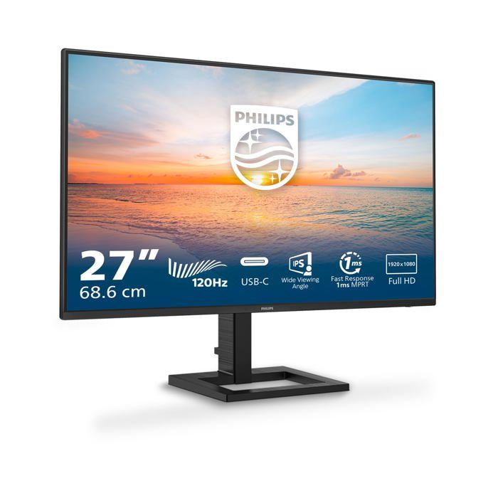 Philips 27E1N1300AM Moniteur FHD 27 Pouces réglable en Hauteur Haut parleurs 1920x1080 100 Hz HDMI USB C Alimentation hub USB - vue 7