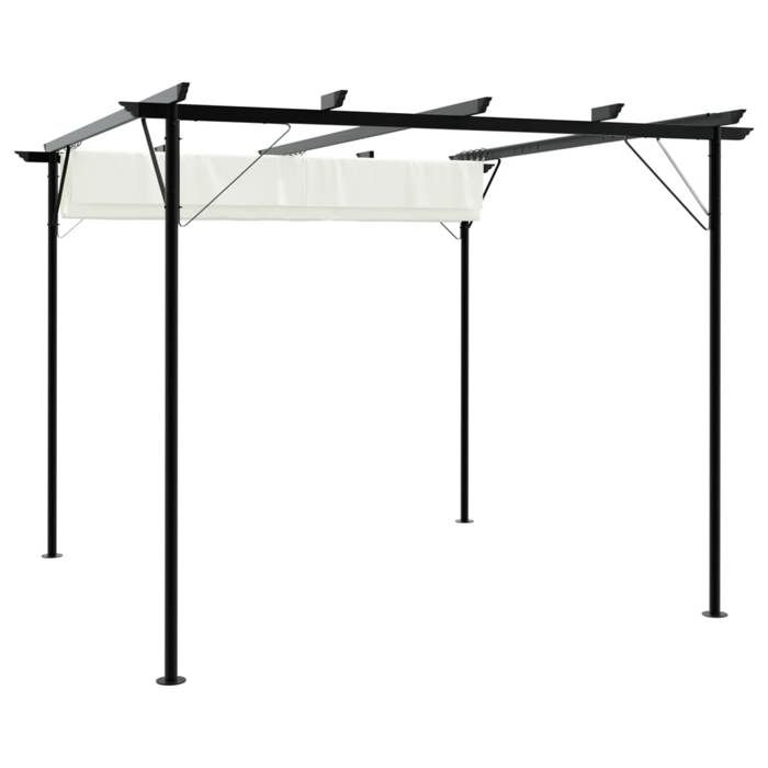 Arche DextérieurePARAJIEModerne Pergola avec toit rétractable Blanc crème 3 x 3 m Acier@598395