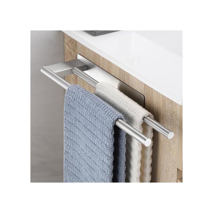 Porte Serviette Salle De Bain sans Percage Adhesif Double Porte Serviette Acier Inoxydable Mural Porte Serviettes