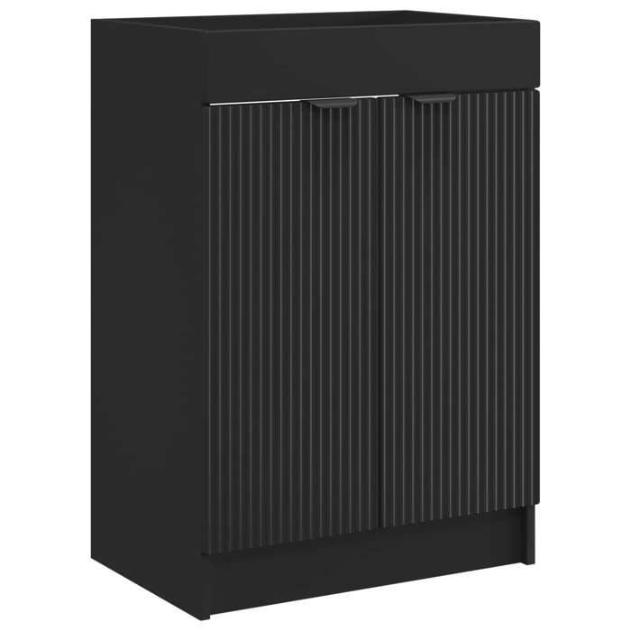 Armoire sous évier de salle de bain - vidaXL - bois dingénierie - noir - grand rangement - 56 x 375 x 81 cm 567sns90m
