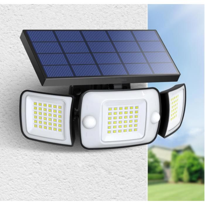 Lampe Solaire Exterieur 6000mAh Lumière Solaire Extérieure avec Détecteur de Mouvement 1200LM IP65 Eclairage [Classe énergétique