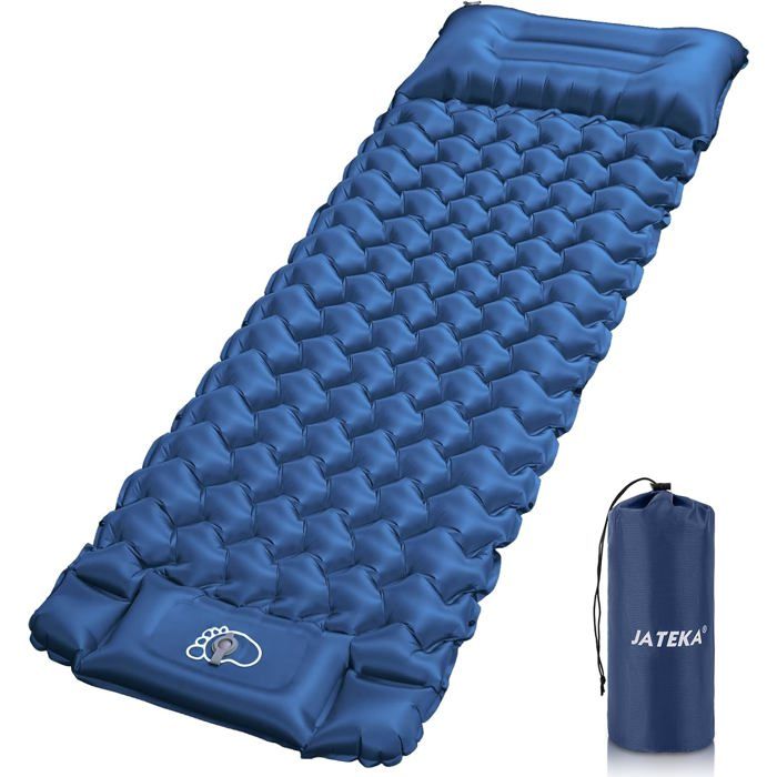 Matelas Gonflable 1 Place Matelas Camping Ultra Léger Avec Pompe À Pied Et Oreiller Matelas Gonflable 1 Place Résistant-Gris