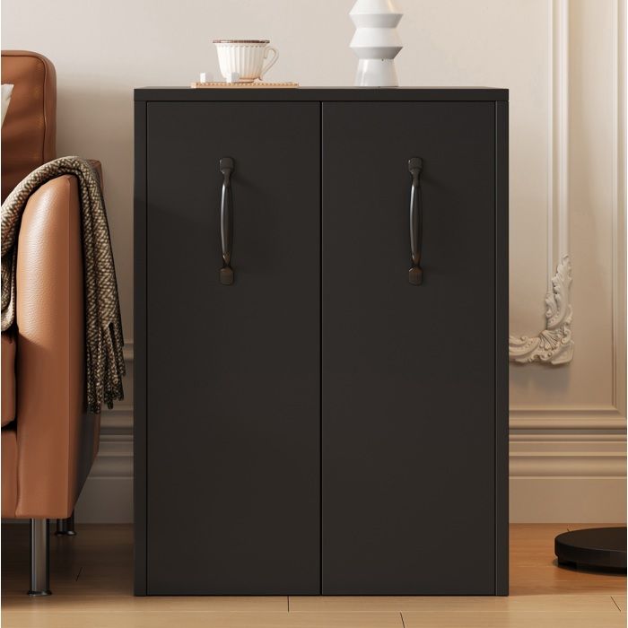 Meuble de Rangement à Roulettes 2 Modules Extractibles et 3 Étagères - MEUNIQ - pour Bureau Noir 50×52×75 cm
