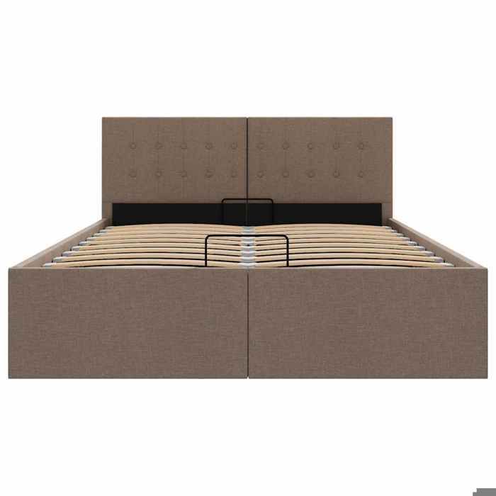 Cadre de lit à stockage hydraulique Taupe Tissu 140x200 cm_2 ans garantie_39658 Cadre de lit à stockage hydraulique Taupe Tissu 140x200 cm_2 ans garantie_39658