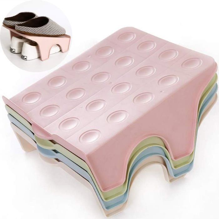 Range-chaussures double en plastique gain de place - Lot de 4