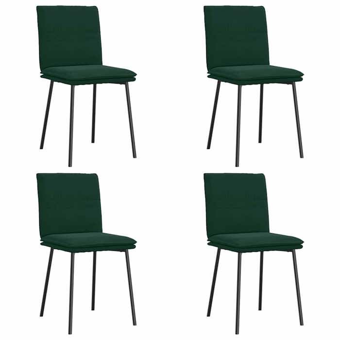 Vert Chaises à manger lot de 4 Vert foncé Velours - Fauteuil/Chaise LV4759