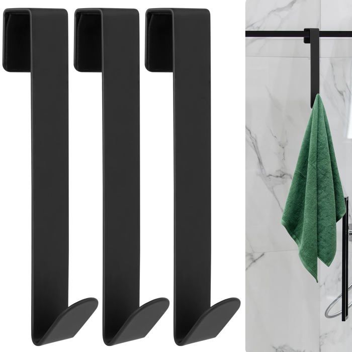 3 Pcs Crochets de Pte de Douche Crochet Serviette Salle de Bain (Noir) PORTE ACCESSOIRE DE SALLE DE B