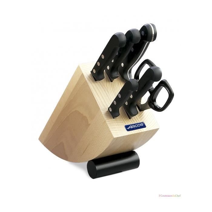 Bloc design bois de hêtre 5 couteaux + ciseaux Arcos UNIVERSAL