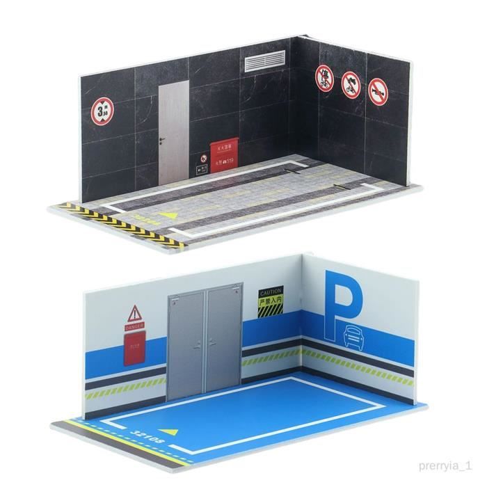 Vitrine Garage Pour Voitures 1/64 - Scène Parking Réaliste, Acrylique Et PVC, 30x13.5x10.5 Cm