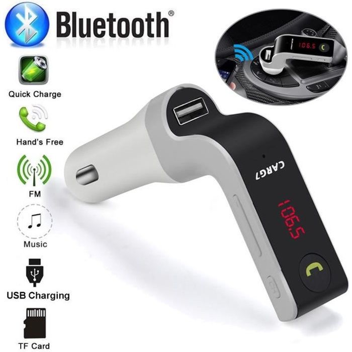 Transmetteur FM Bluetooth Voiture Adaptateur Allume Cigare USB MP3 Main  Libre