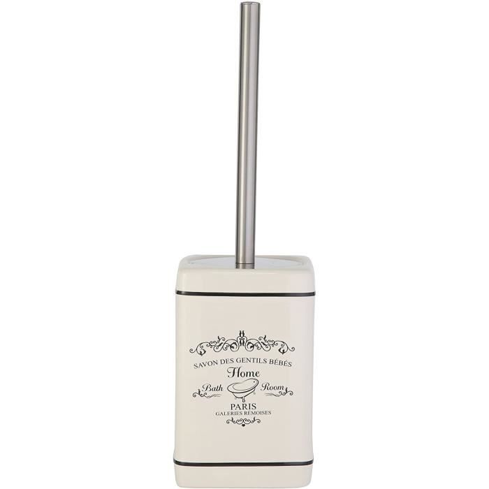 Brosse WC avec support 36 cm blanc cassé Brosse WC avec support 36 cm blanc cassé