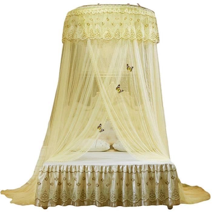Moustiquaire Romantique à Baldaquin Sans Cadre – Dentelle, 4 Coins Carrés, Taille Queen (150x200 Cm) | Protection Insectes, Décoration Chambre - 3