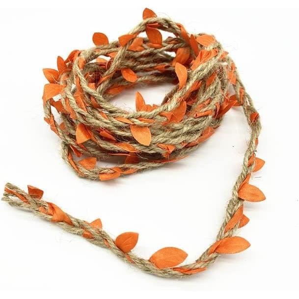 2 Rouleaux De Ficelle Jute Avec Feuilles Artificielles - Longueur 10 M (33 Ft), Largeur 5 Mm - Déco Jungle, Mariage, Maison, DIY