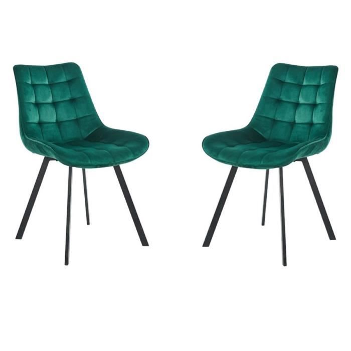 Chaise de salle à manger en velours vert - Roma - Design contemporain Chaise de salle à manger en velours vert - Roma - Design contemporain
