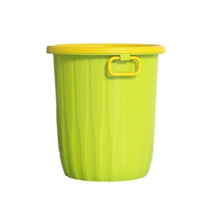 Amosfun Poubelle Ronde En Simili Cuir 8L - Corbeille Bureau Et Maison Style Bois Clair