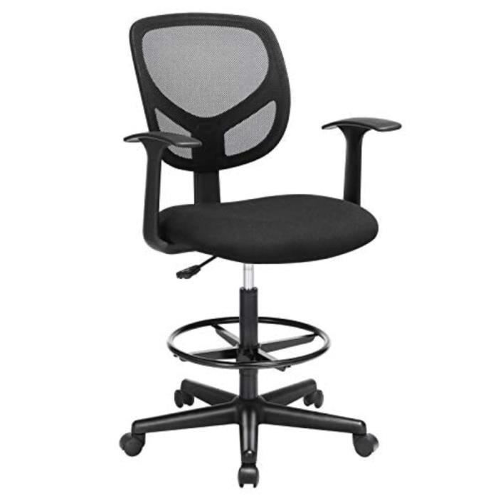 Fauteuil de bureau - avec repose-pieds noir - Chaise De Bureau Pivotant  360° - Cdiscount Maison