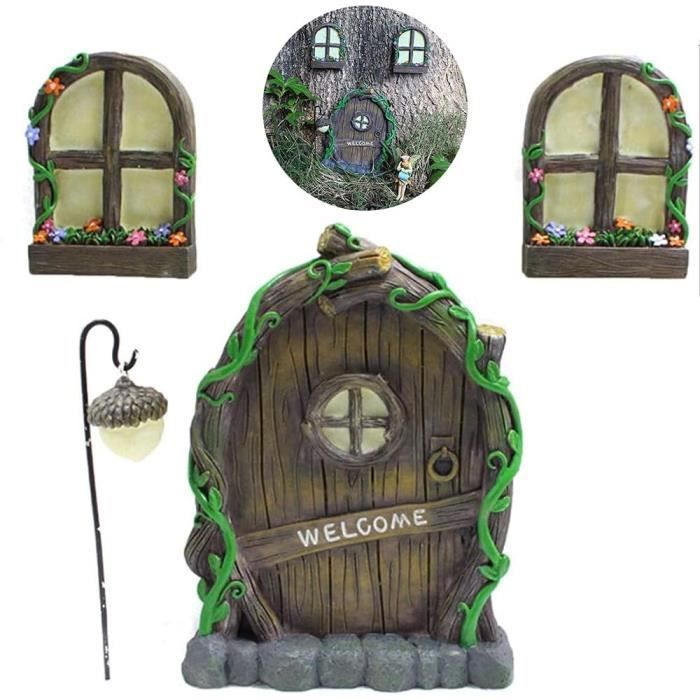 4 Pièces Portes Et Fenêtre De Fée Miniatures Lumineux