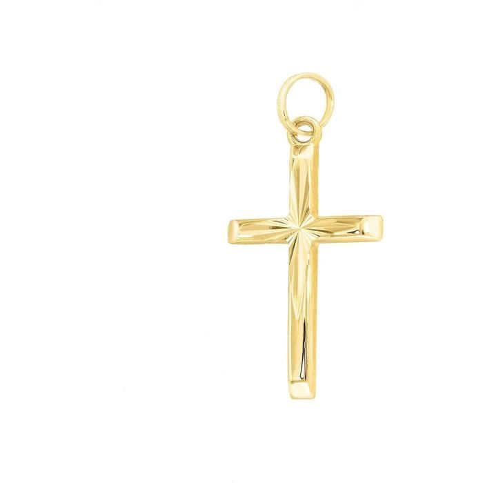 Pendentif Croix Or Jaune 14 Carats Lucchetta - Petite Croix Sans Chaîne Made In Italy