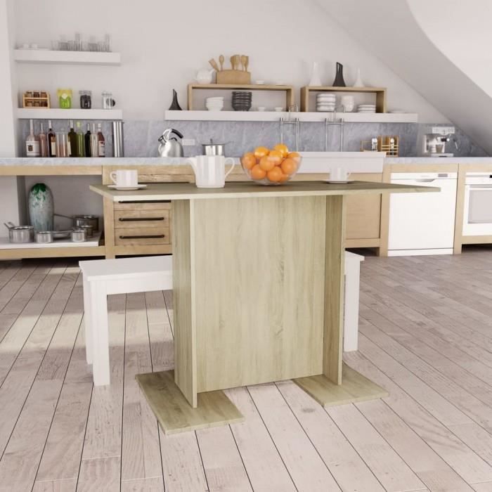 Table de salle à manger - Chene sonoma - 110 x 60 x 75 cm - Rectangulaire - Marron