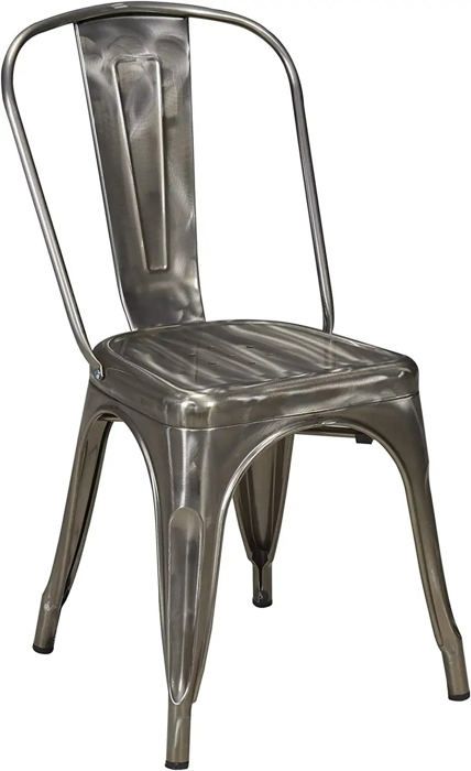 chaise de salle à manger - factory - métallique gris - pieds en caoutchouc - robuste et intemporel