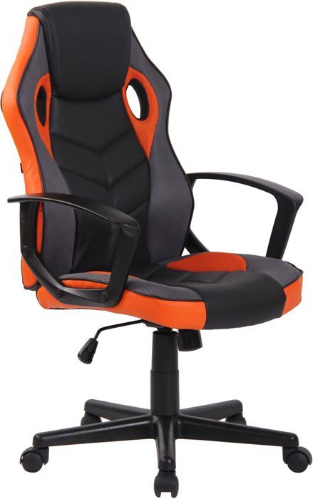 fauteuil de bureau gaming chaise gamer sur roulettes en synthetique et maille noir et orange