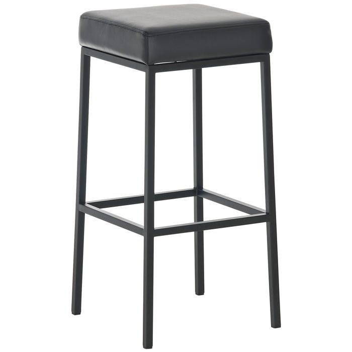 Tabouret de bar design moderne en synthetique noir pieds forme carre metal noir mat 10_0000627 Tabouret de bar design moderne en synthetique noir pieds forme carre metal noir mat 10_0000627