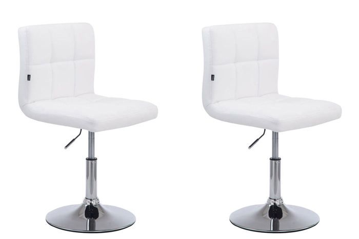 lot de 2 chaises de salle à manger style moderne et design en synthetique blanc hauteur reglable pivotant pieds en metal