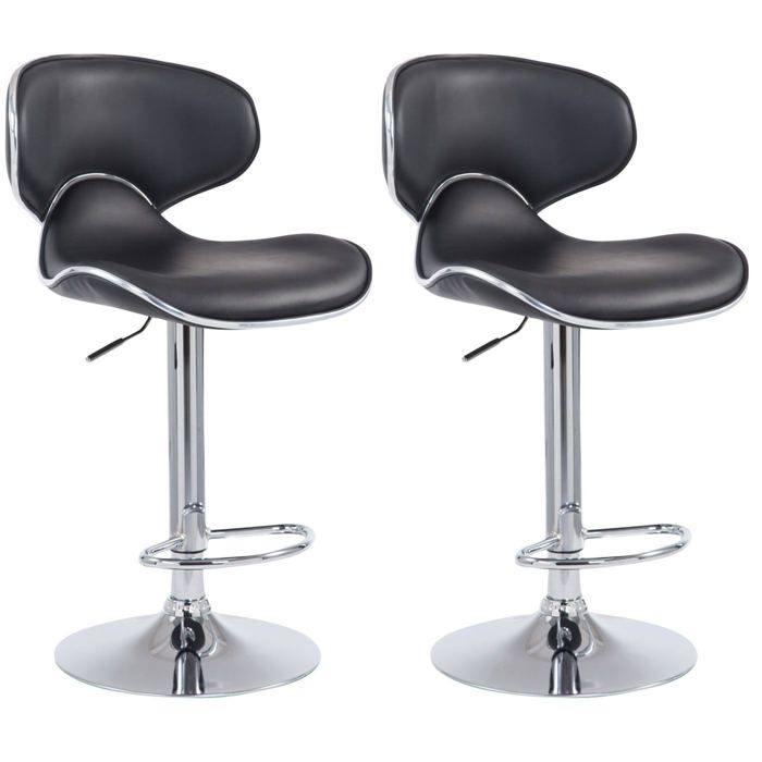 Tabouret de bar chaise de bar x2 hauteur reglable avec repose pieds en synthetique noir et metal TDB10122 Tabouret de bar chaise de bar x2 hauteur reglable avec repose pieds en synthetique noir et metal TDB10122