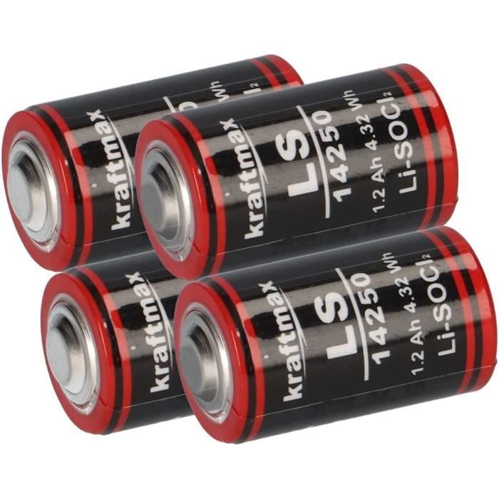 Chargeur + Lot De 4 Piles Rechargeables 14250 300mAh 3.7V - Remplacent LS14250 ER14250 CR14250 Pour Lasers Et Appareils