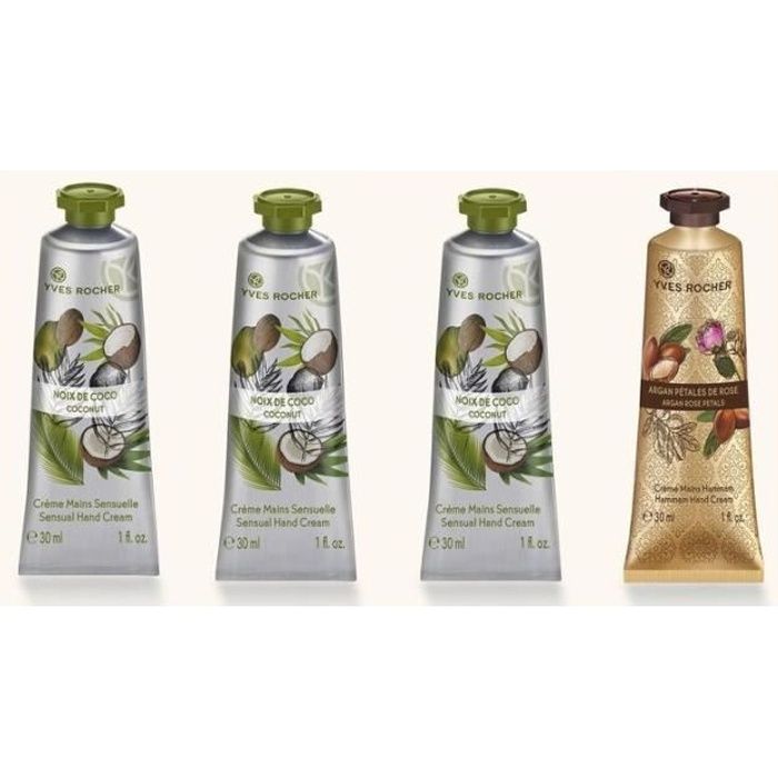 YVES ROCHER Set de 4 Crème Mains 30 ml Noix de coco, A l'argan - Cdiscount  Au quotidien