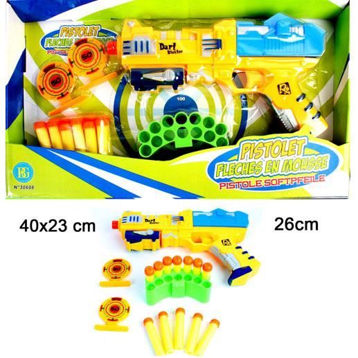 Pistolet 26cm + 12 flèches en mousse + 2 cible 3A+ Cdiscount Jeux Jouets