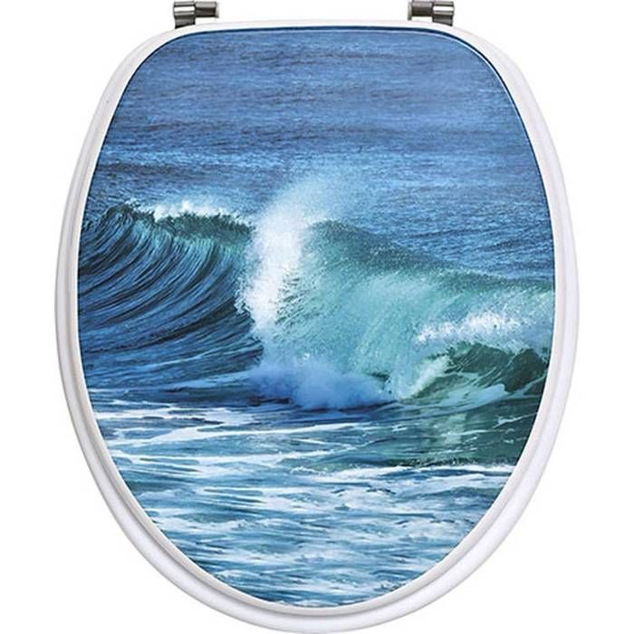 TENDANCE Abattant WC en Bois d co Ocean avec Kit fixation en Acier Inoxydable Oc an