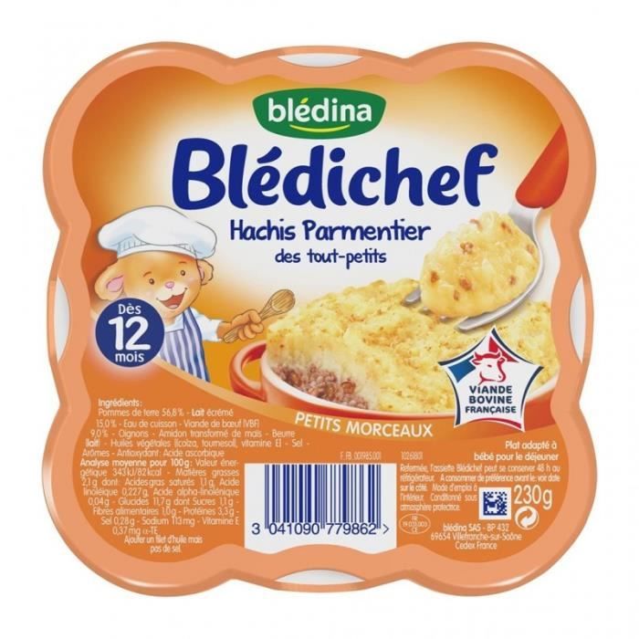 Blédina Blédichef Hachi Parmentiers des Tout-Petits (dès 12 mois) l’assiette de 230g (lot de 8)