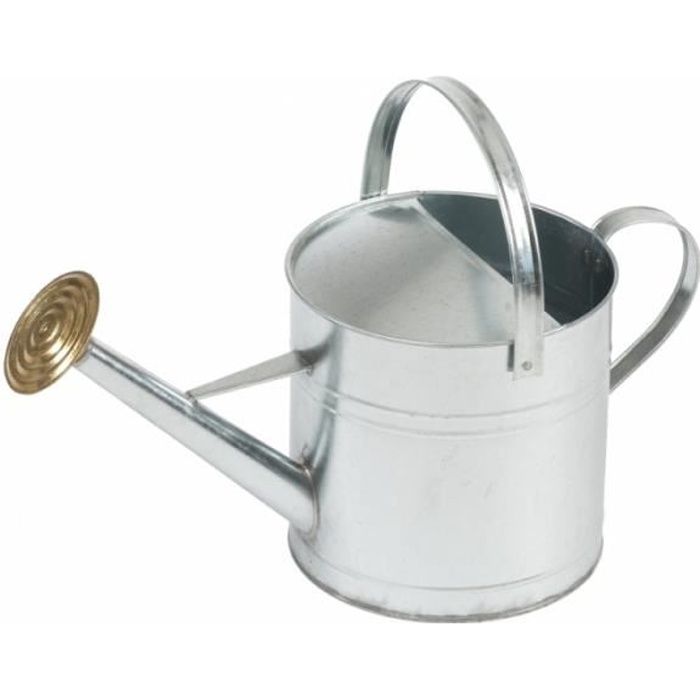 Arrosoir 10L En Acier Galvanisé Avec Pomme à Grille Laiton – Qualité Guillouard, Garantie 20 Ans – Gris, Ovale, Grand Format