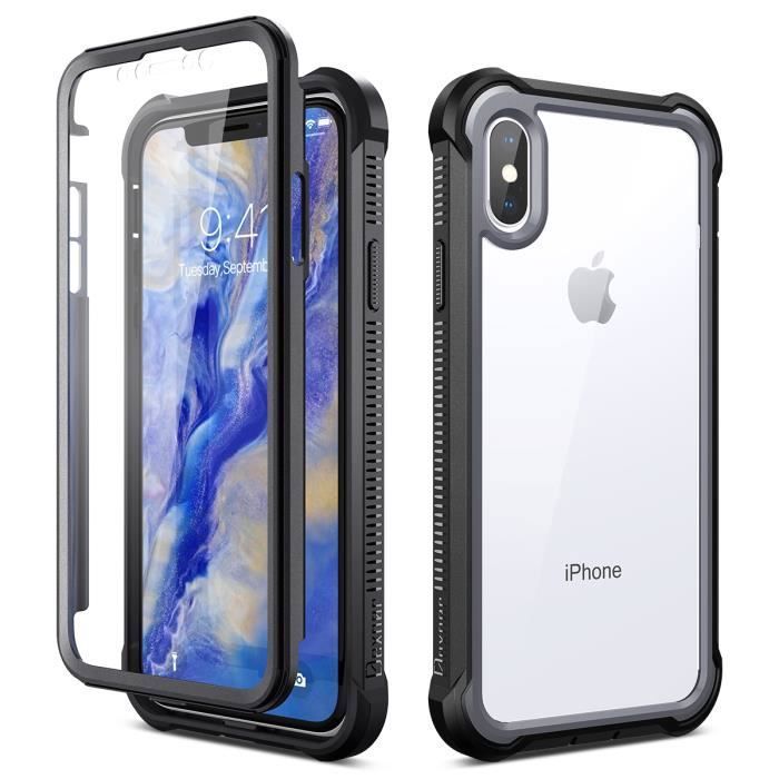 Supgear coque antichoc 360 bumper housse cover Intégrale anti-choc bumper iPhone XS noir