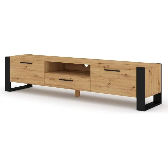 Meuble TV Nuka 200 cm - BB LOISIR - Chêne artisan - Contemporain - Design - Porte(s) et tiroir(s)